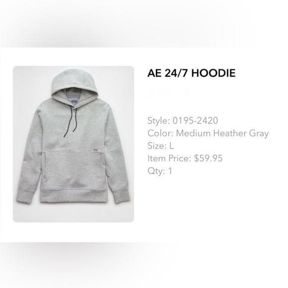 American Eagle Outfitters 24/7 Light Gray Hoodie Men’s - Picture 10 of 11